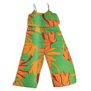 TVZ Womens Jumpsuit Romper EU 42 Floral Aloha Tropical Spaghetti Straps Palazzo